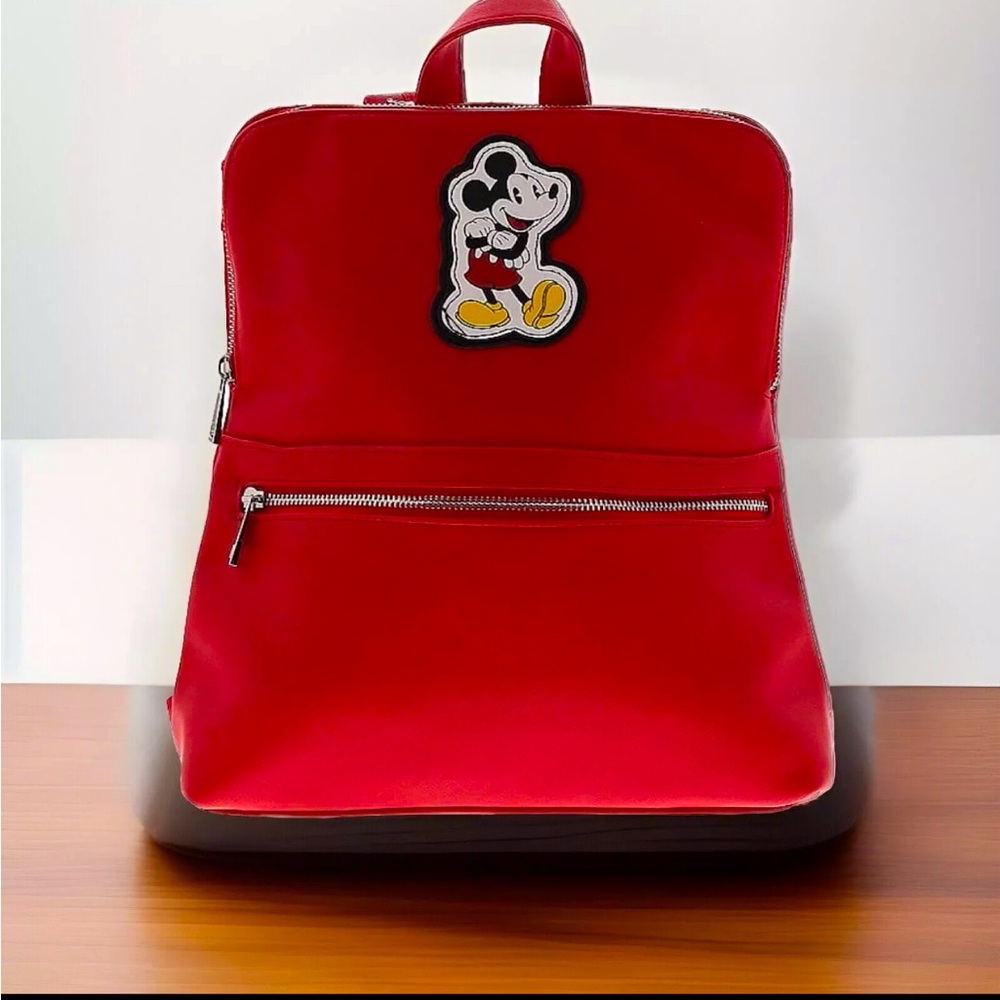 NWT Disney Store Mickey Mouse Red Fashion Faux Leather Backpack Bag Purse Tote